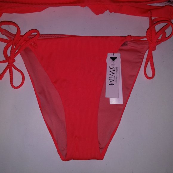 Victoria Secret Swim Bikini XS Top & Bottom Push Up Coral Orange Triangle Ribbed - Picture 5 of 12